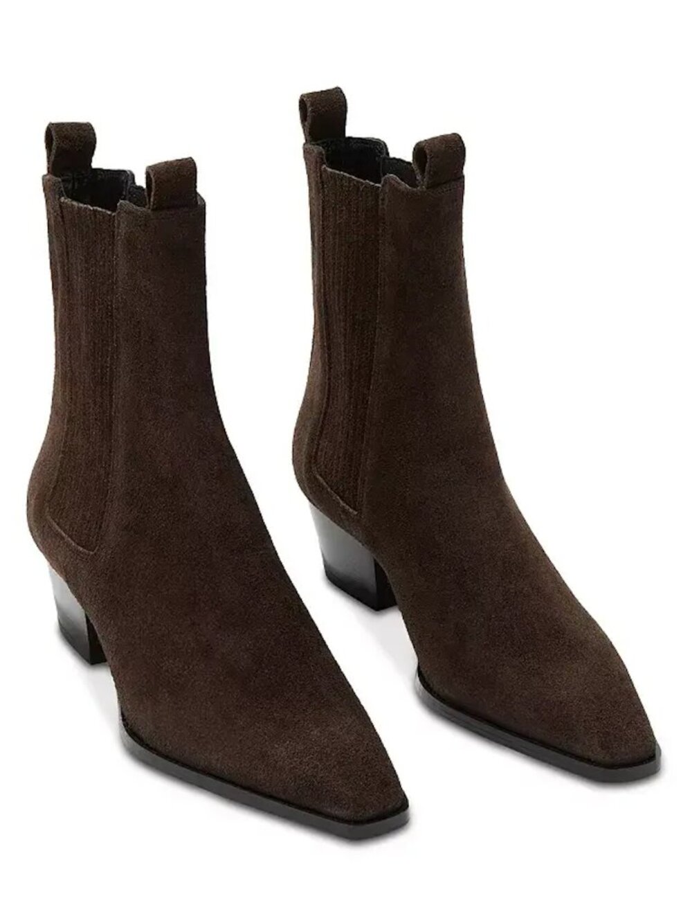 Aeyde Agata Suede Ankle Boots Brown Pointed Toe Cuban Heel EU 41 US 11 NIB Italy